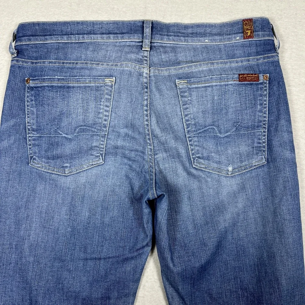 7 For All Mankind Josefina Skinny Boyfriend Jeans Womens 30 Blue Distressed USA - Picture 13 of 16